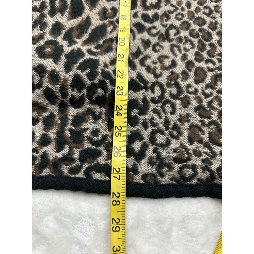 Steve Madden Leopard Print Toggle Closure Poncho Wrap OSFM Brown‎ Black Tan Knit